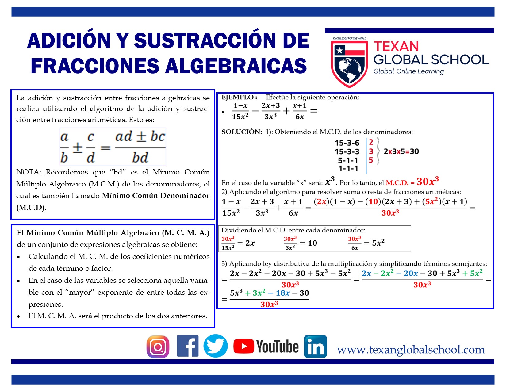 Adición y Sustracción de Fracciones Algebraicas 2